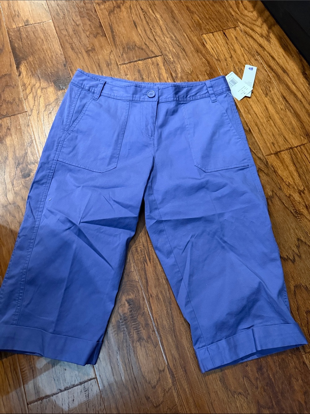 liz & co. Lavender-Blue Bermuda Shorts with Front Patch Pockets